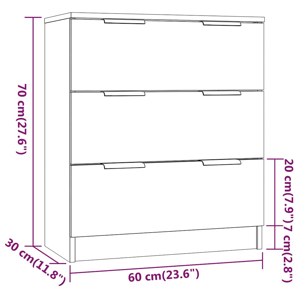3 Piece Sideboards Grey Sonama Engineered Wood