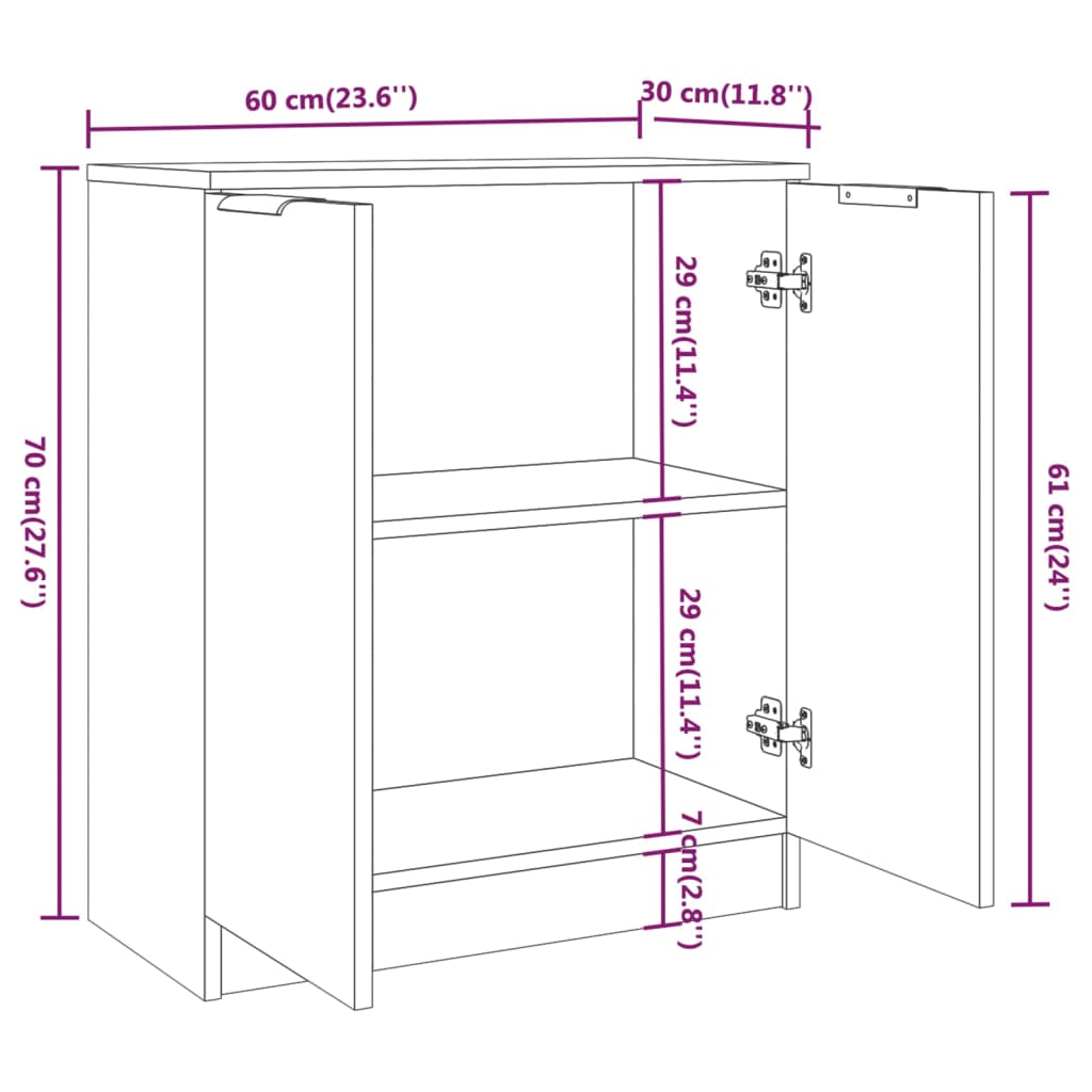 3 Piece Sideboards Grey Sonama Engineered Wood