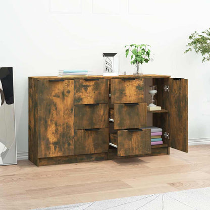 Sideboards 2 pcs Smoked Oak 60x30x70 cm Engineered Wood