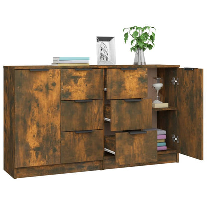 Sideboards 2 pcs Smoked Oak 60x30x70 cm Engineered Wood