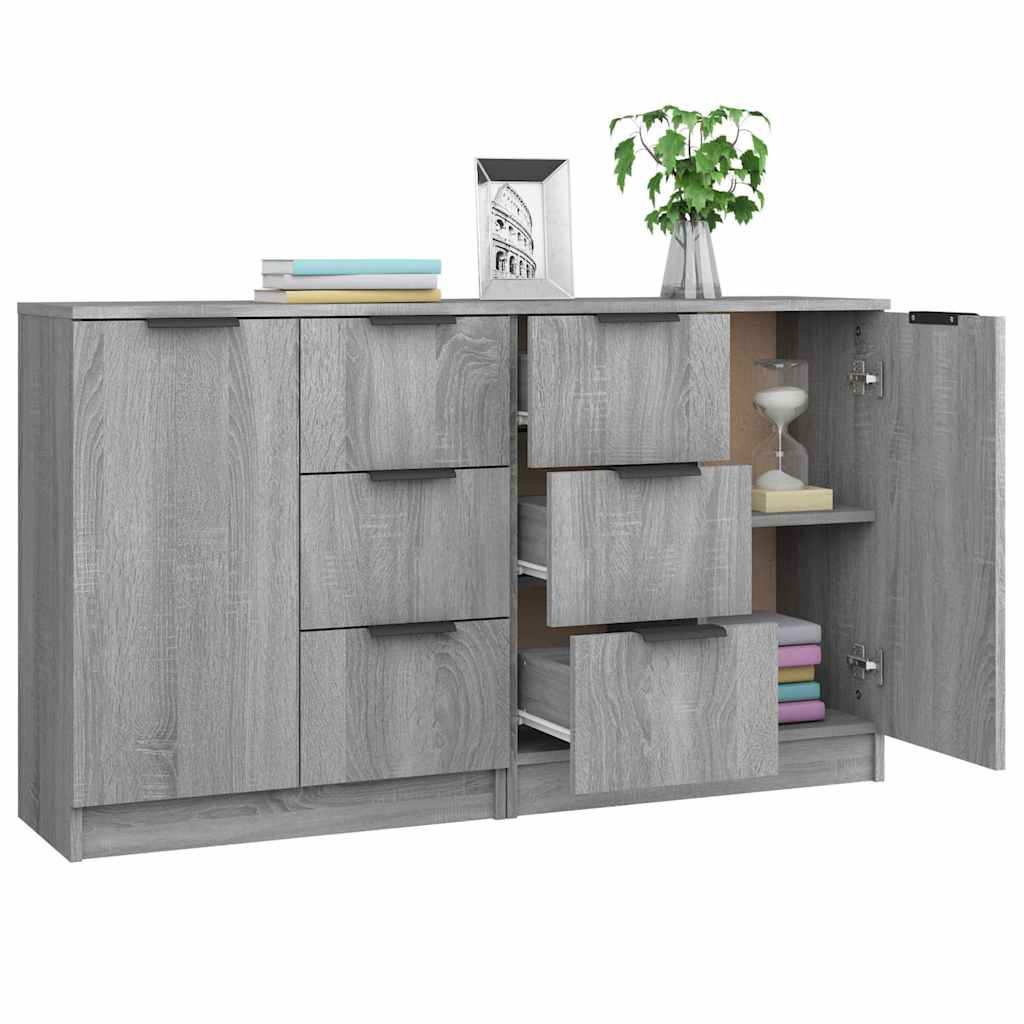 Sideboards 2 pcs Grey Sonoma 60x30x70 cm Engineered Wood