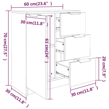 Sideboards 2 pcs Grey Sonoma 60x30x70 cm Engineered Wood