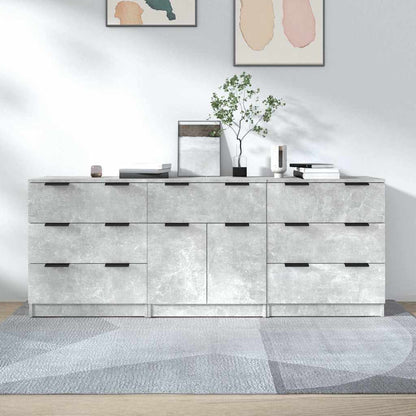 3 Piece Sideboards Concrete Grey Engineered Wood