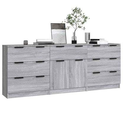 3 Piece Sideboards Grey Sonoma Engineered Wood