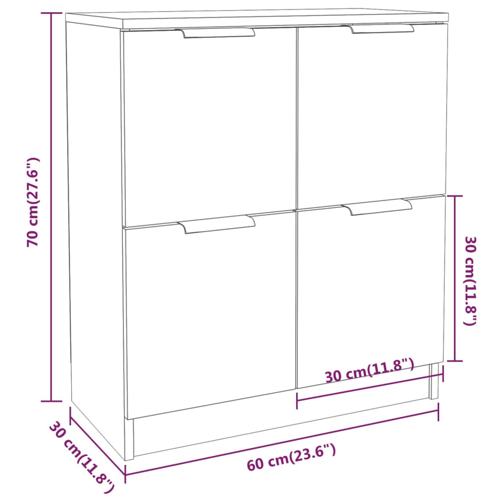 Sideboards 2 pcs Sonoma Oak 60x30x70 cm Engineered Wood