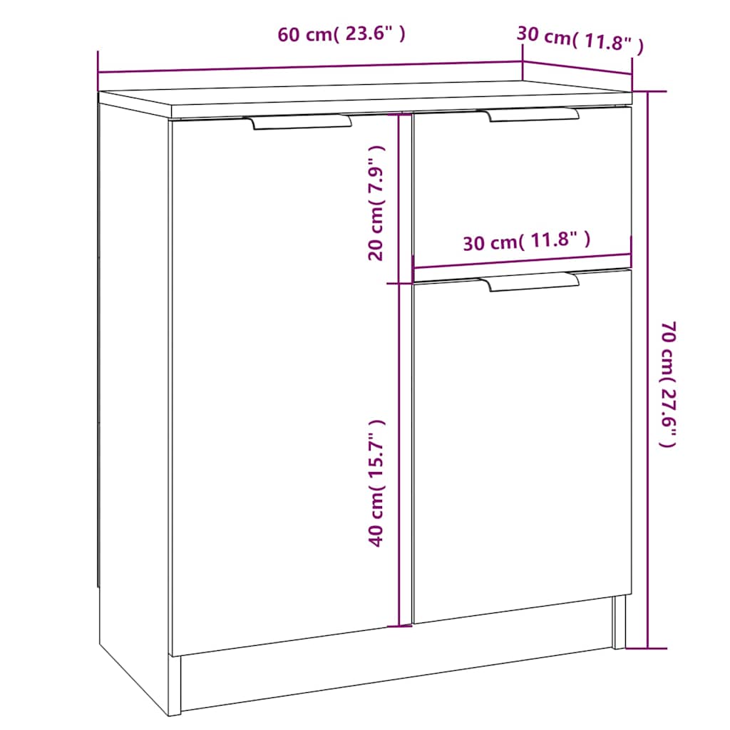 Sideboards 2 pcs Sonoma Oak 60x30x70 cm Engineered Wood