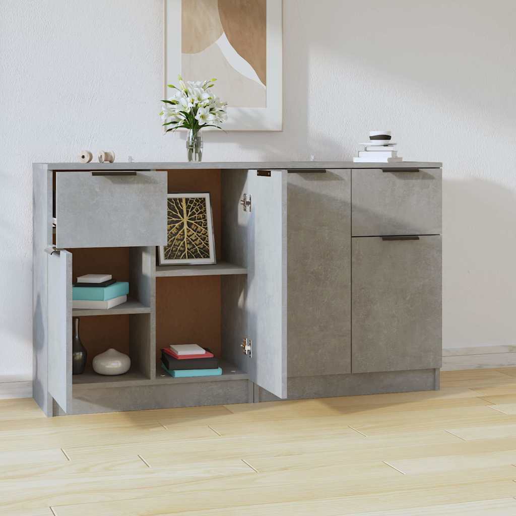 Sideboards 2 pcs Concrete Grey 60x30x70 cm Engineered Wood