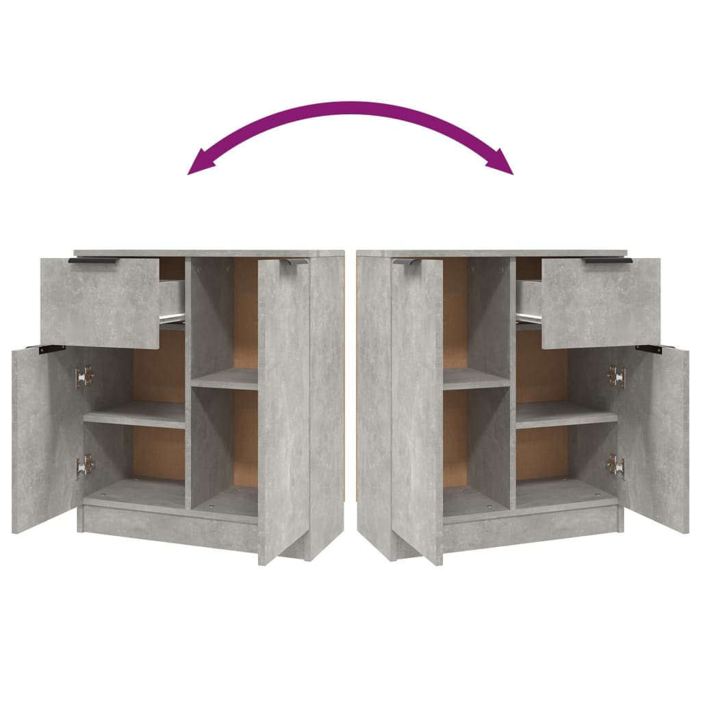 Sideboards 2 pcs Concrete Grey 60x30x70 cm Engineered Wood
