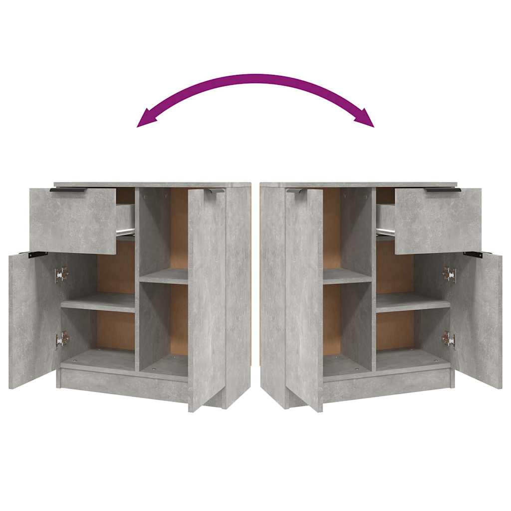 Sideboards 2 pcs Concrete Grey 60x30x70 cm Engineered Wood