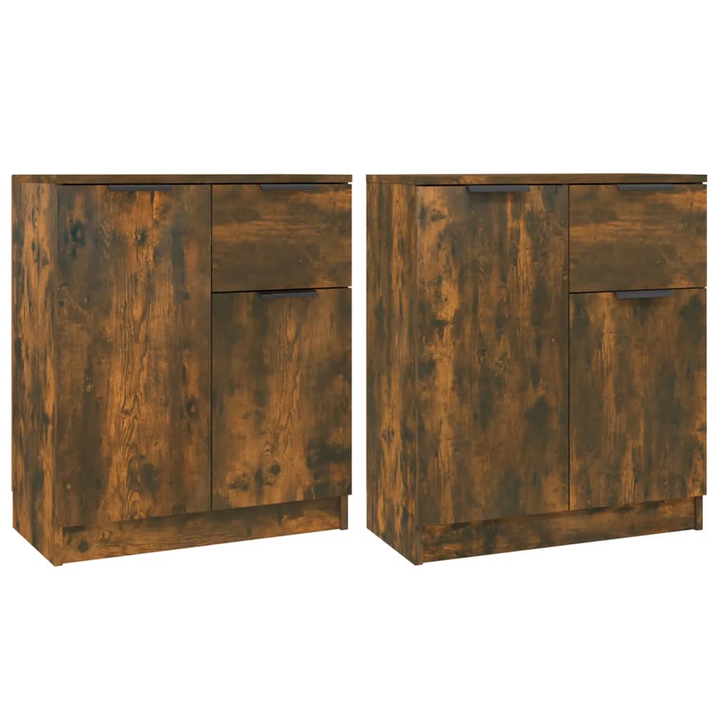 Sideboards 2 pcs Smoked Oak 60x30x70 cm Engineered Wood