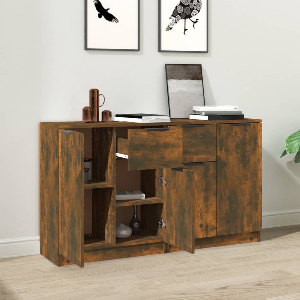 Sideboards 2 pcs Smoked Oak 60x30x70 cm Engineered Wood