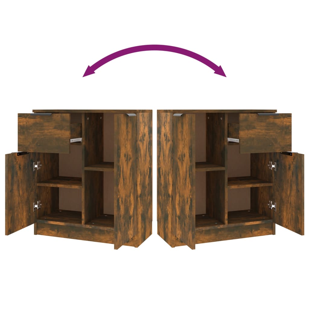 Sideboards 2 pcs Smoked Oak 60x30x70 cm Engineered Wood