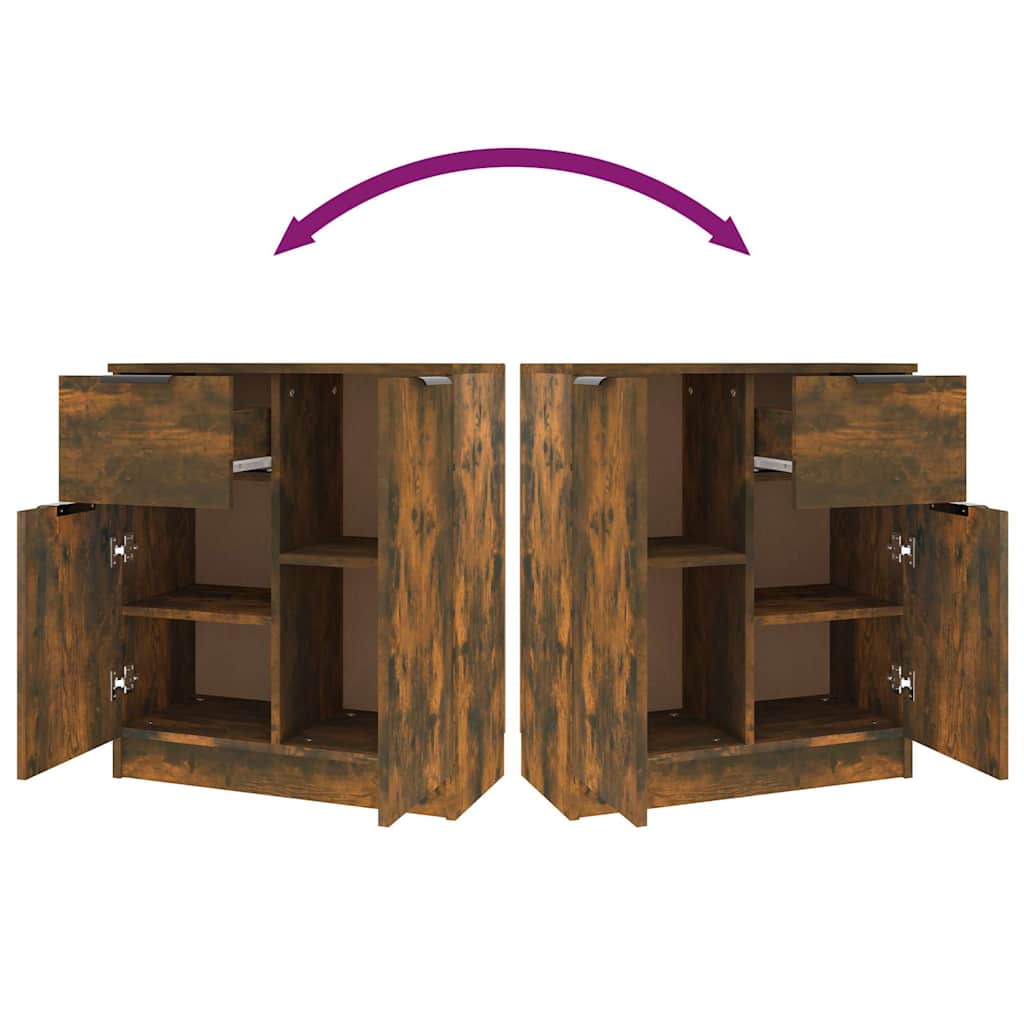 Sideboards 2 pcs Smoked Oak 60x30x70 cm Engineered Wood