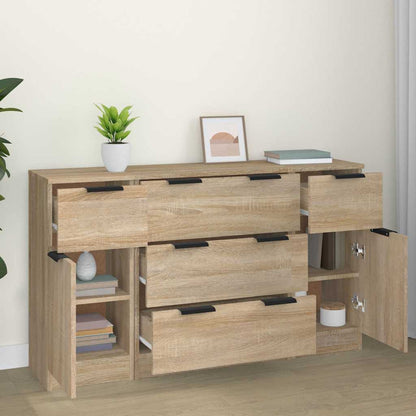 3 Piece Sideboard Set Sonoma Oak Engineered Wood
