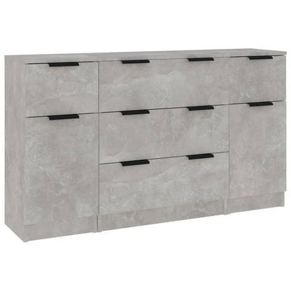 3 Piece Sideboard Set Concrete Grey Engineered Wood