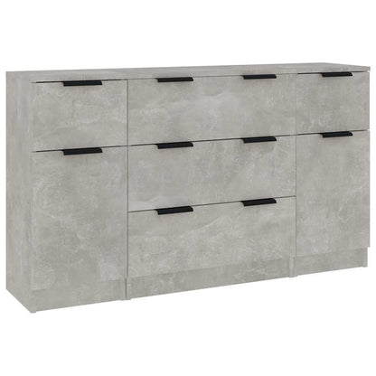 3 Piece Sideboard Set Concrete Grey Engineered Wood