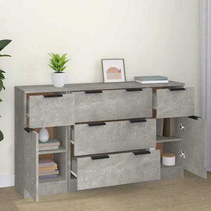 3 Piece Sideboard Set Concrete Grey Engineered Wood