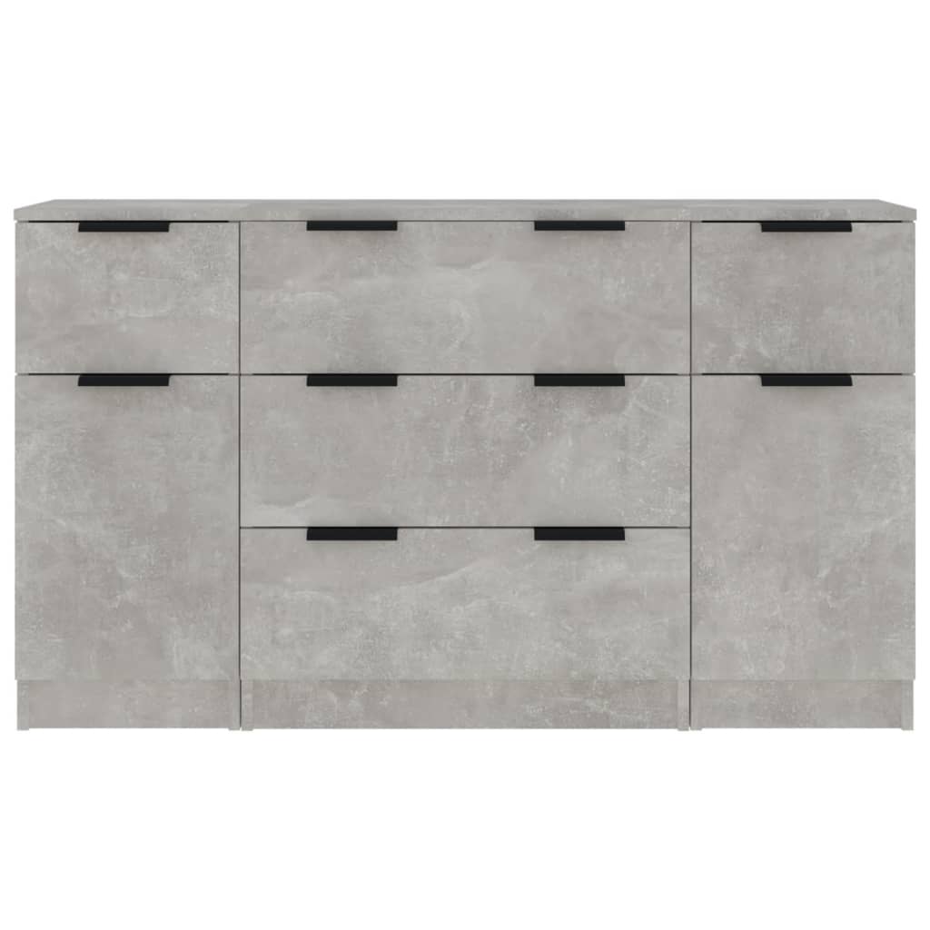 3 Piece Sideboard Set Concrete Grey Engineered Wood