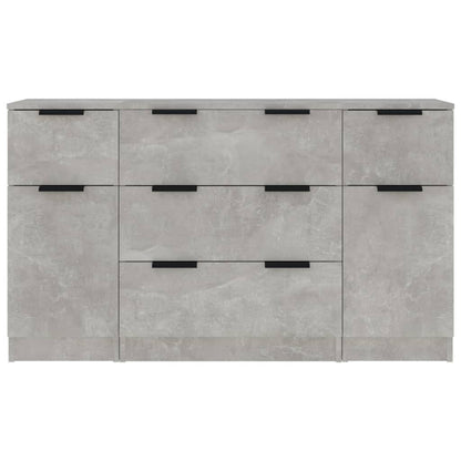 3 Piece Sideboard Set Concrete Grey Engineered Wood