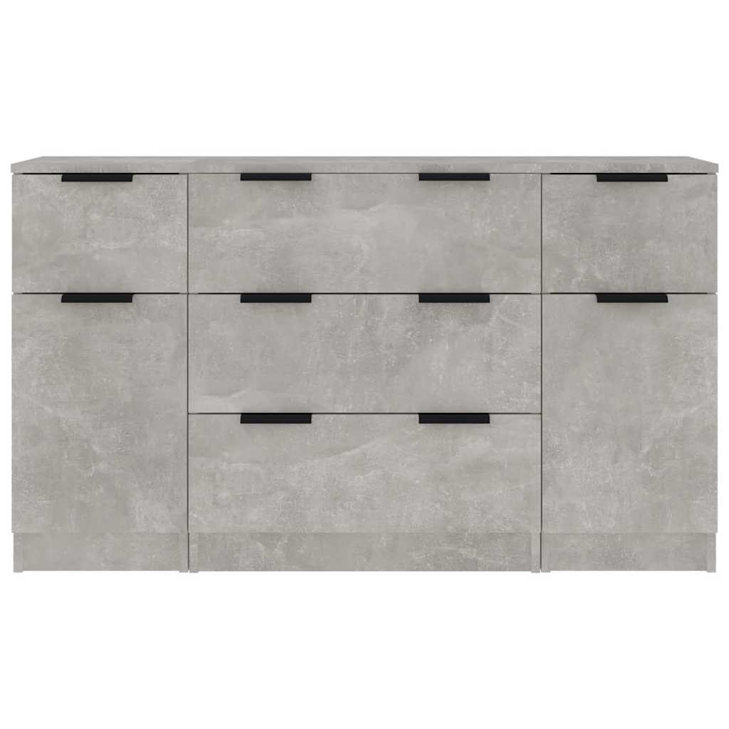 3 Piece Sideboard Set Concrete Grey Engineered Wood