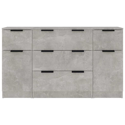 3 Piece Sideboard Set Concrete Grey Engineered Wood