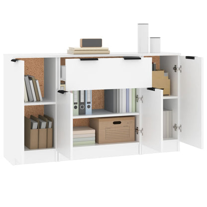 Sideboards 3 pcs White Engineered Wood