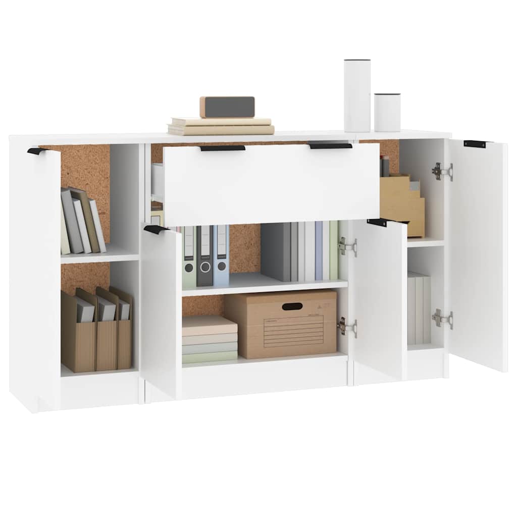 Sideboards 3 pcs White Engineered Wood