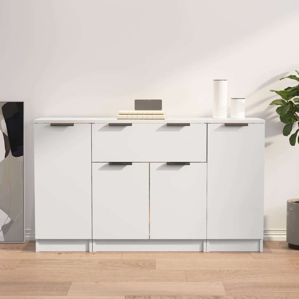 Sideboards 3 pcs White Engineered Wood