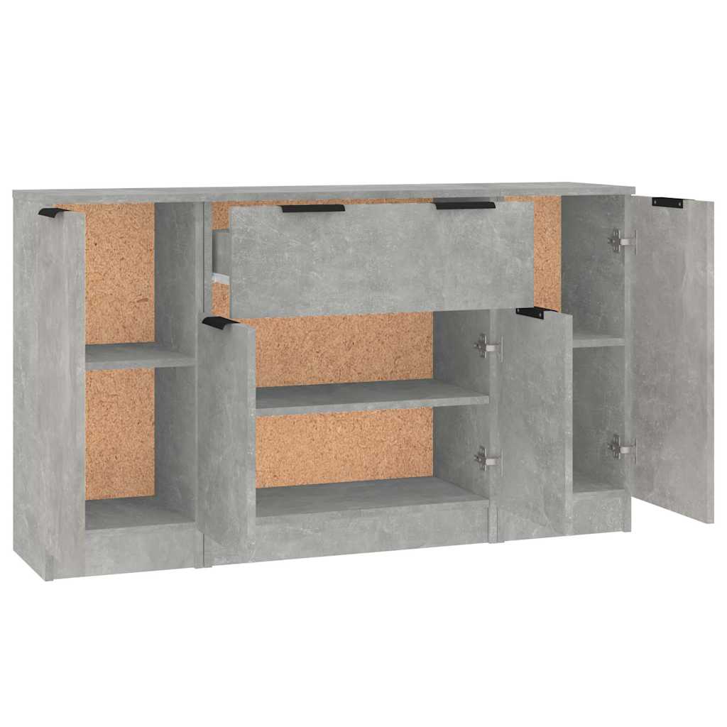 Sideboards 3 pcs Concrete Grey Engineered Wood