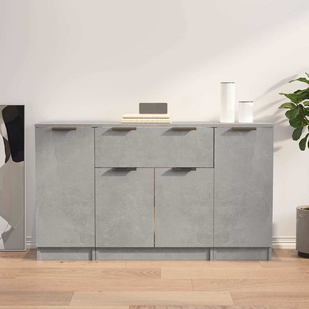 Sideboards 3 pcs Concrete Grey Engineered Wood