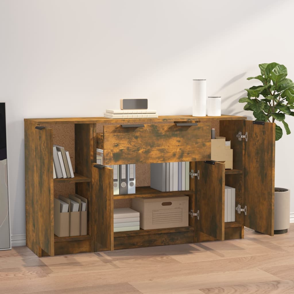 Sideboards 3 pcs Smoked Oak Engineered Wood