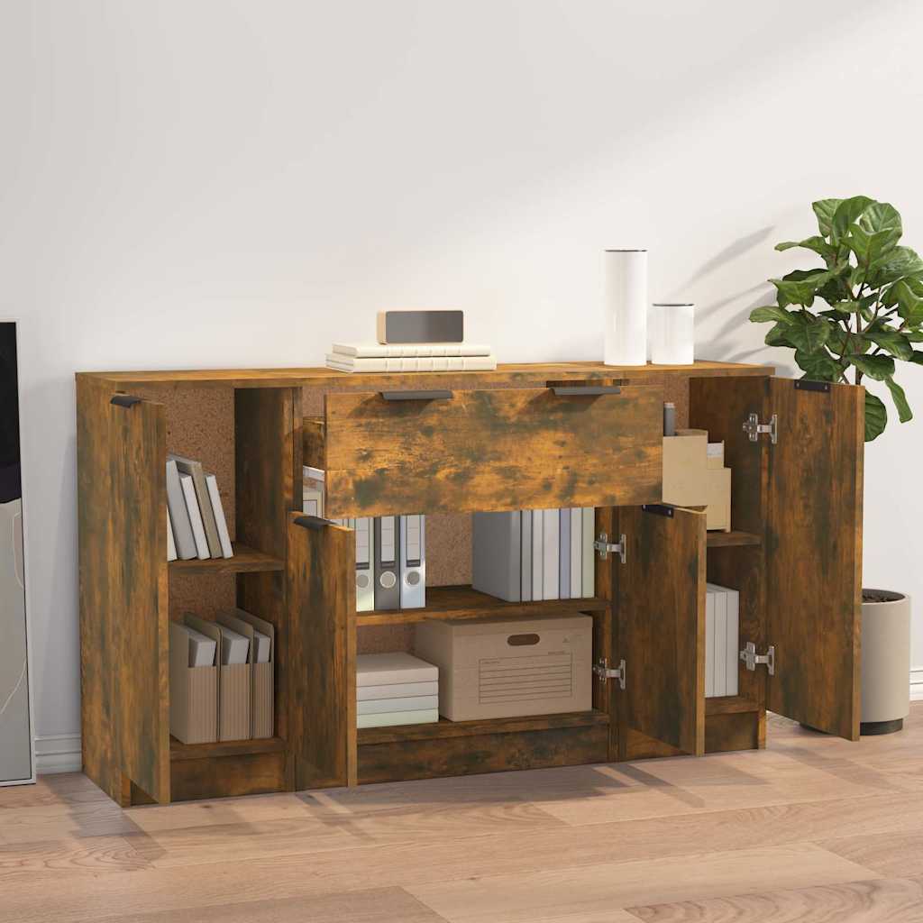 Sideboards 3 pcs Smoked Oak Engineered Wood