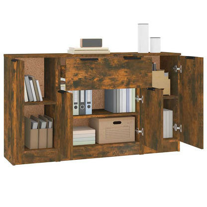 Sideboards 3 pcs Smoked Oak Engineered Wood