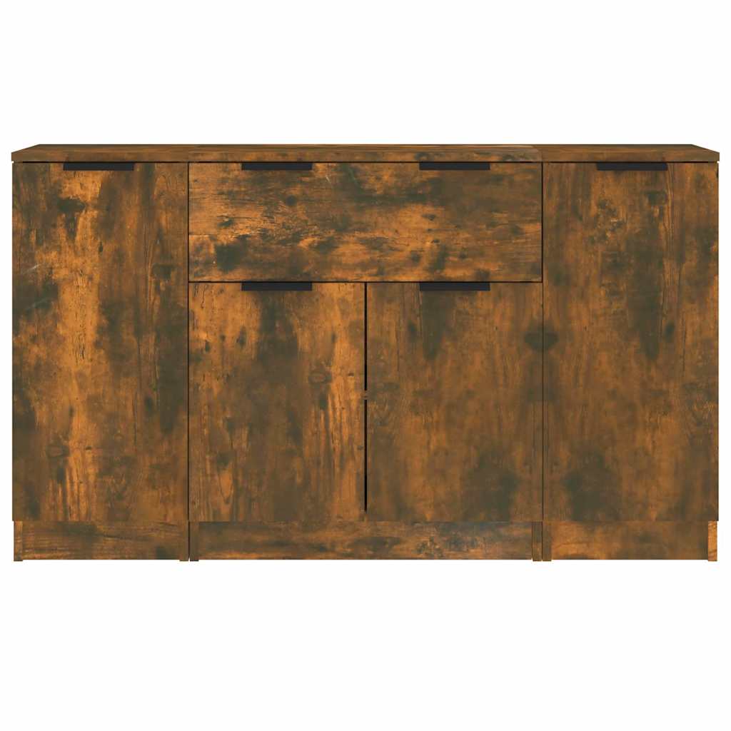 Sideboards 3 pcs Smoked Oak Engineered Wood
