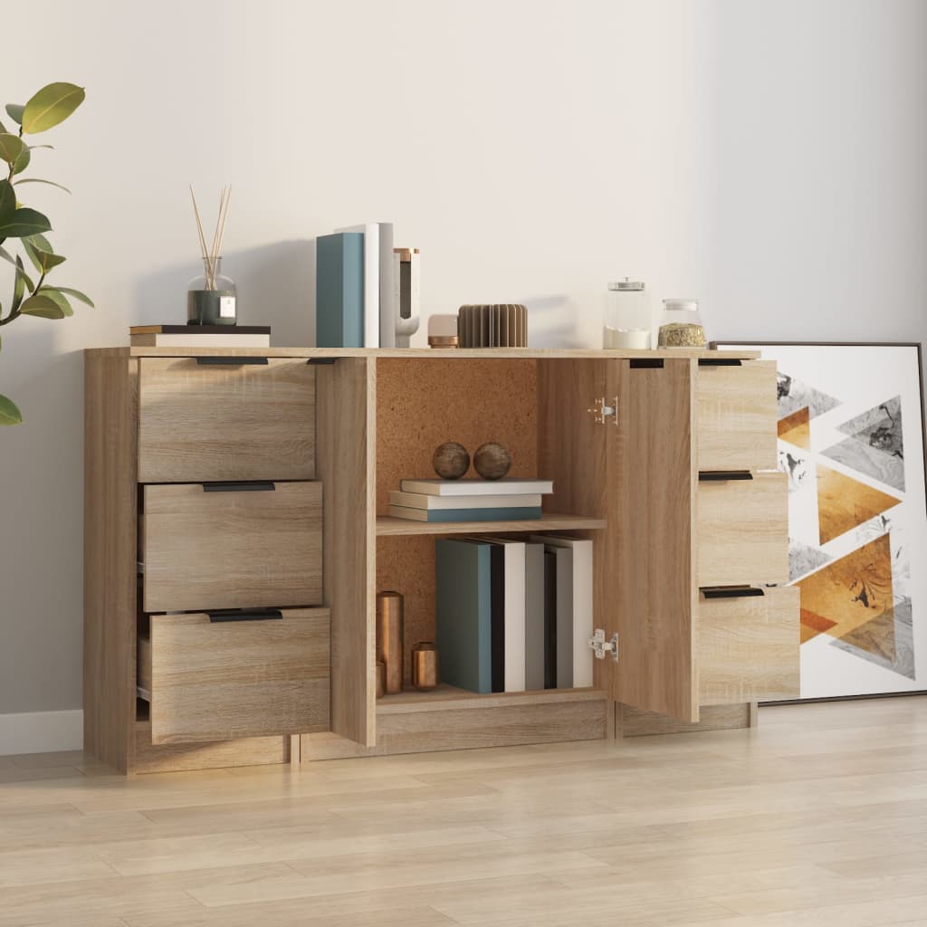 Sideboards 3 pcs Sonoma Oak Engineered Wood
