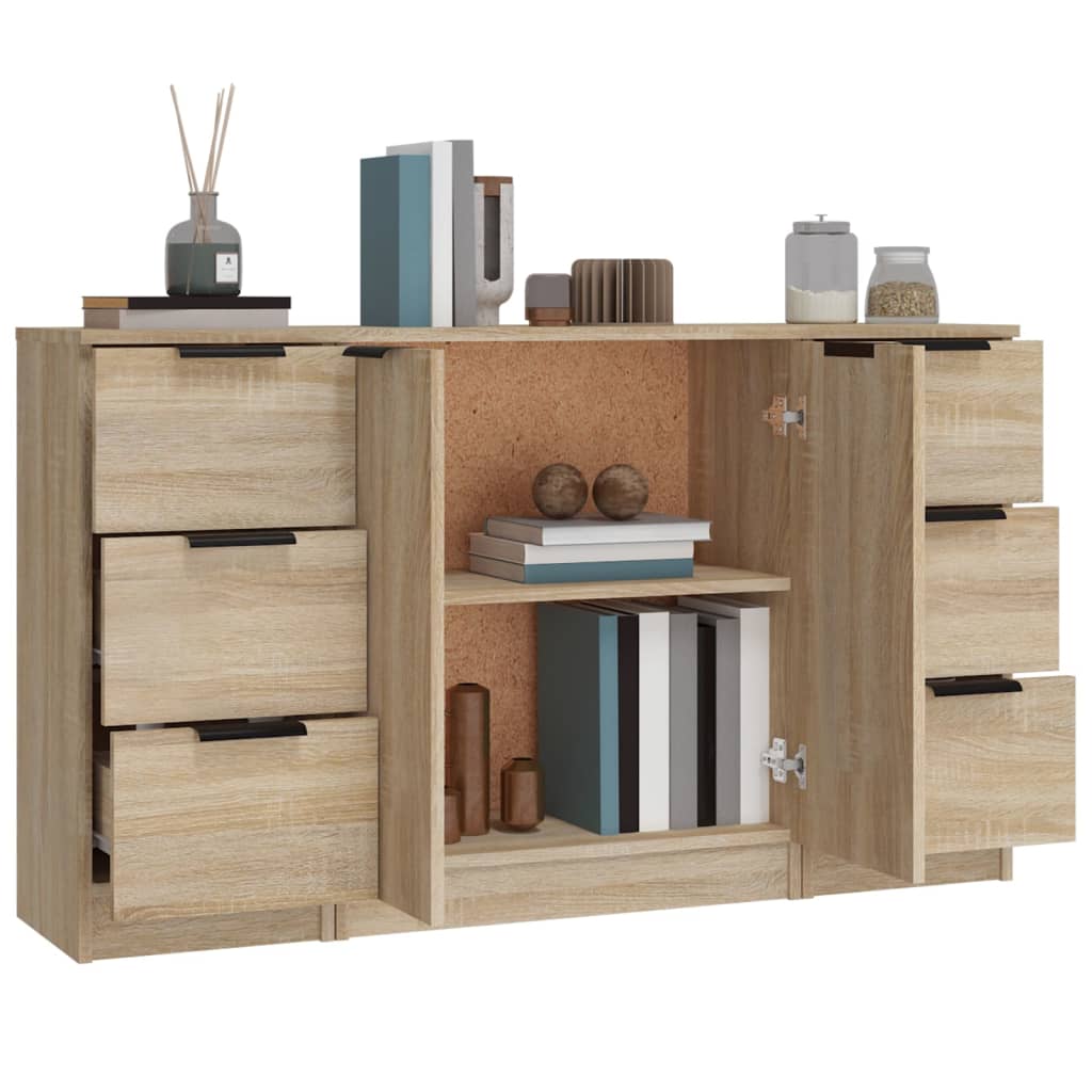 Sideboards 3 pcs Sonoma Oak Engineered Wood