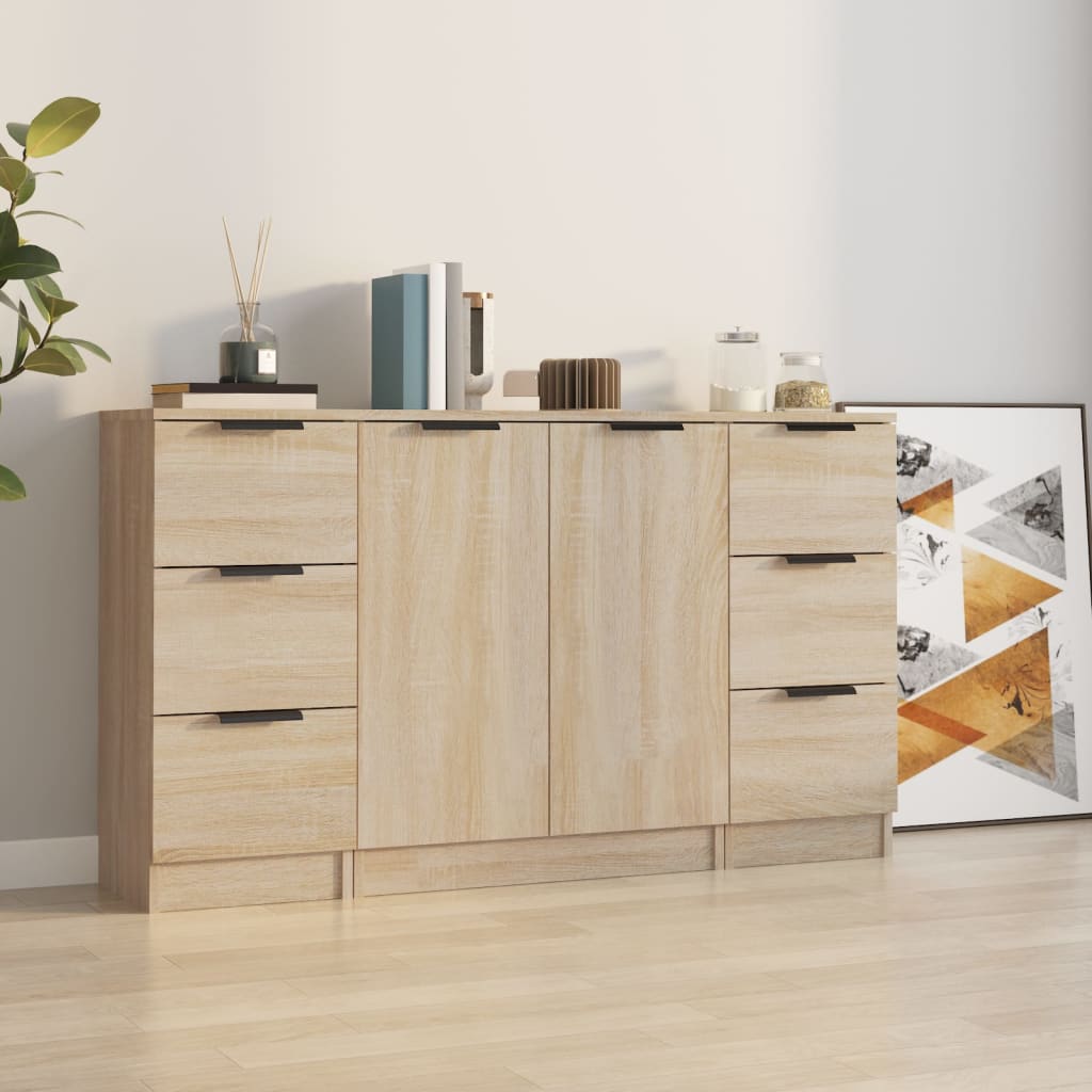 Sideboards 3 pcs Sonoma Oak Engineered Wood