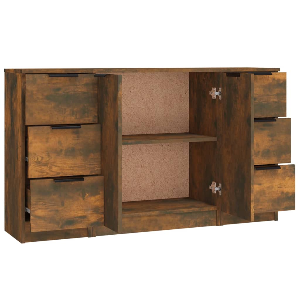 Sideboards 3 pcs Smoked Oak Engineered Wood