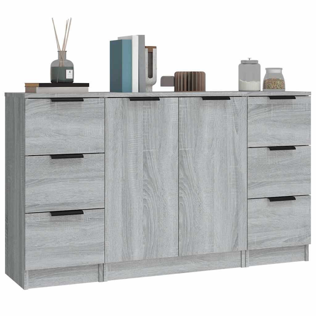 Sideboards 3 pcs Grey Sonoma Engineered Wood