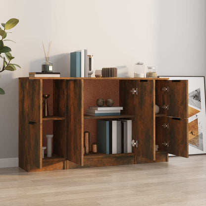 Sideboards 3 pcs Smoked Oak Engineered Wood