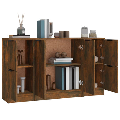 Sideboards 3 pcs Smoked Oak Engineered Wood