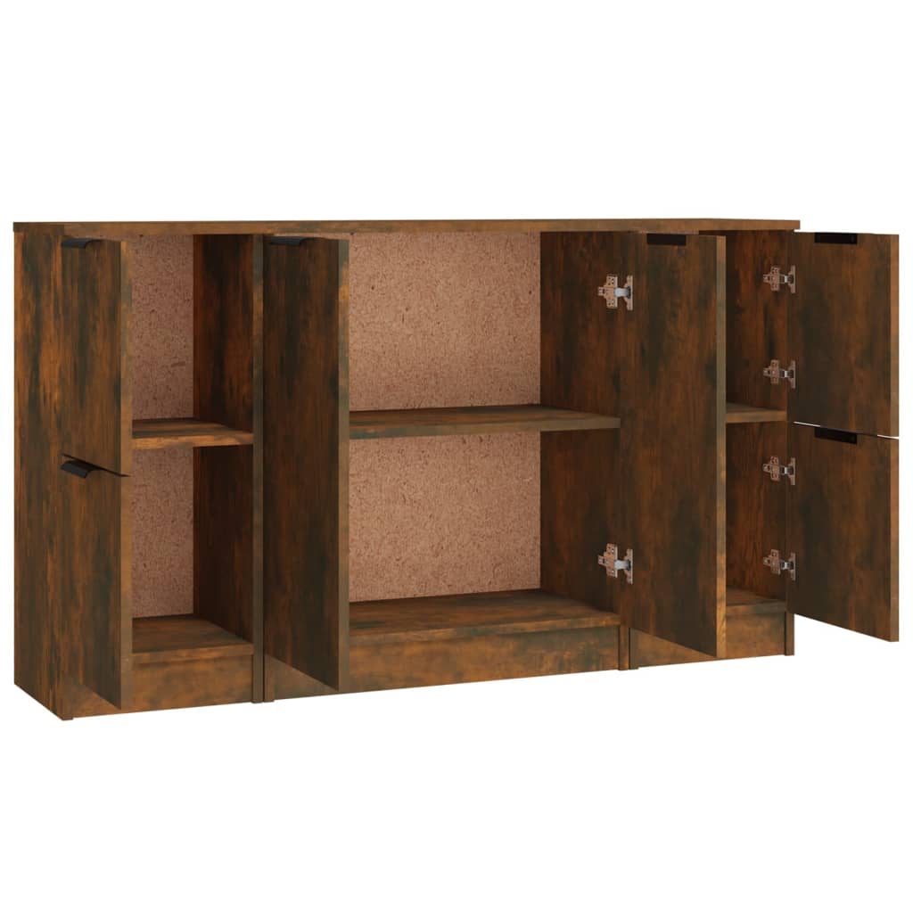 Sideboards 3 pcs Smoked Oak Engineered Wood