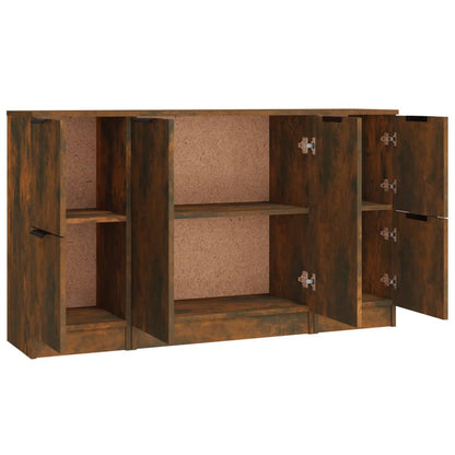 Sideboards 3 pcs Smoked Oak Engineered Wood