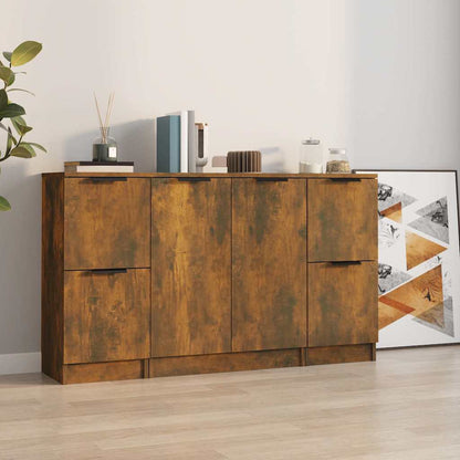 Sideboards 3 pcs Smoked Oak Engineered Wood