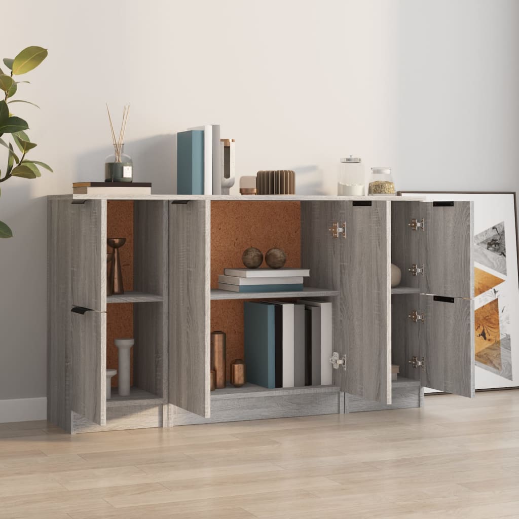 Sideboards 3 pcs Grey Sonoma Engineered Wood