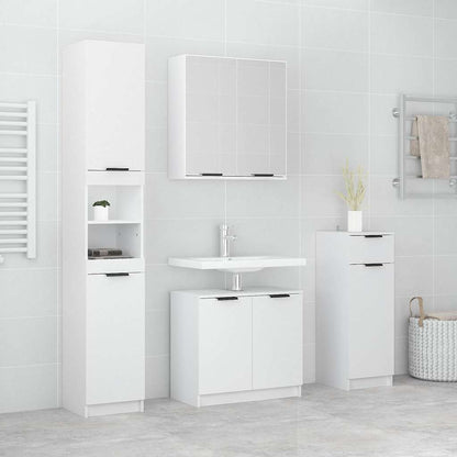 4 Piece Bathroom Cabinet Set White Engineered Wood