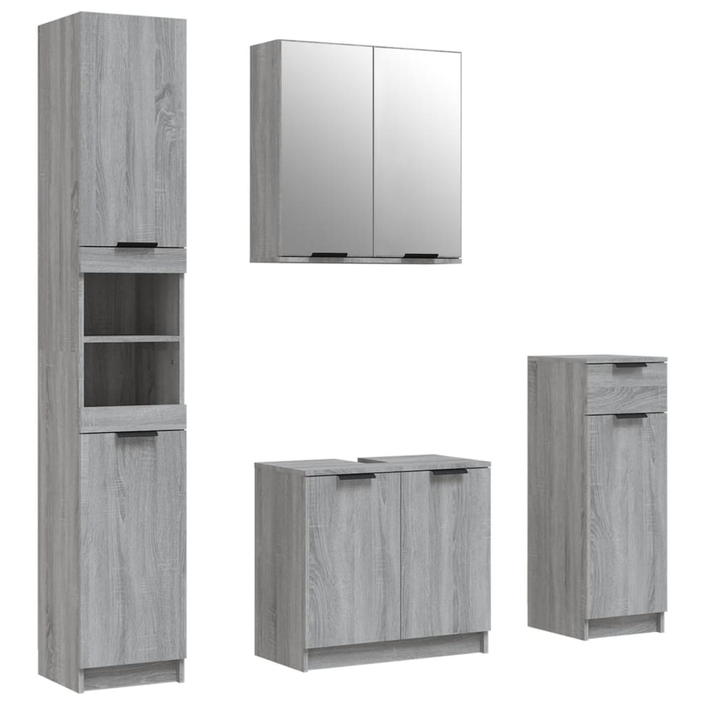 4 Piece Bathroom Cabinet Set Grey Sonoma Engineered Wood
