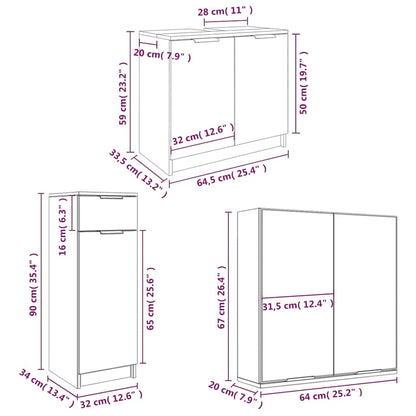 4 Piece Bathroom Cabinet Set Grey Sonoma Engineered Wood