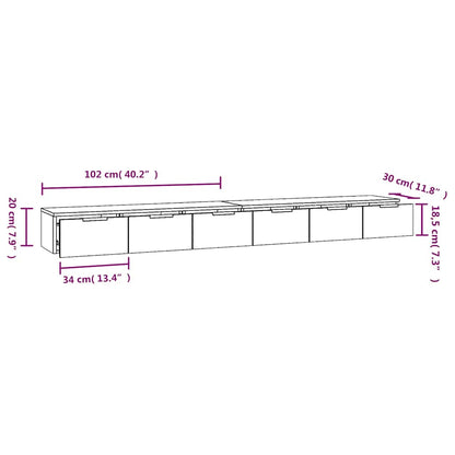 Wall Cabinets 2 pcs Sonoma Oak 102x30x20 cm Engineered Wood