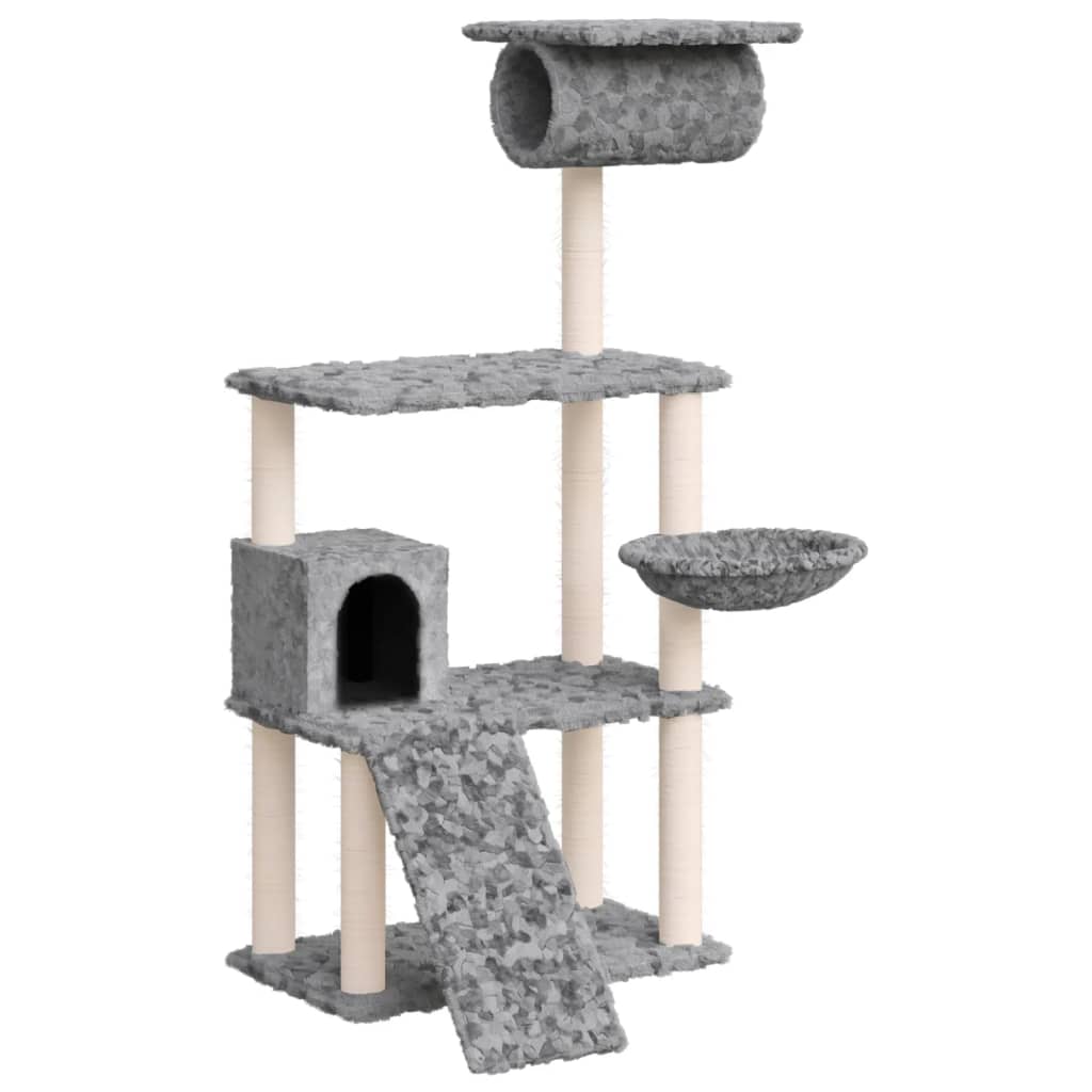 Cat Tree with Sisal Scratching Posts Light Grey 131 cm